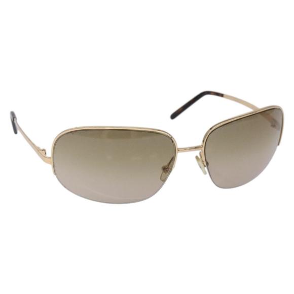PRADA Sunglasses Metal Gold CC Auth yk18756 - Picture 1 of 10
